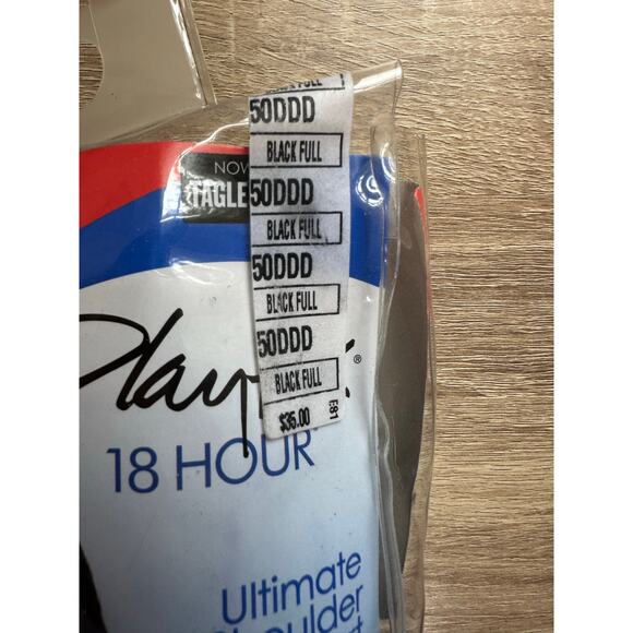 18‎ Hour Ultimate Shoulder Comfort Wirefree Bra 50DDD New In Package Black - Picture 3 of 6